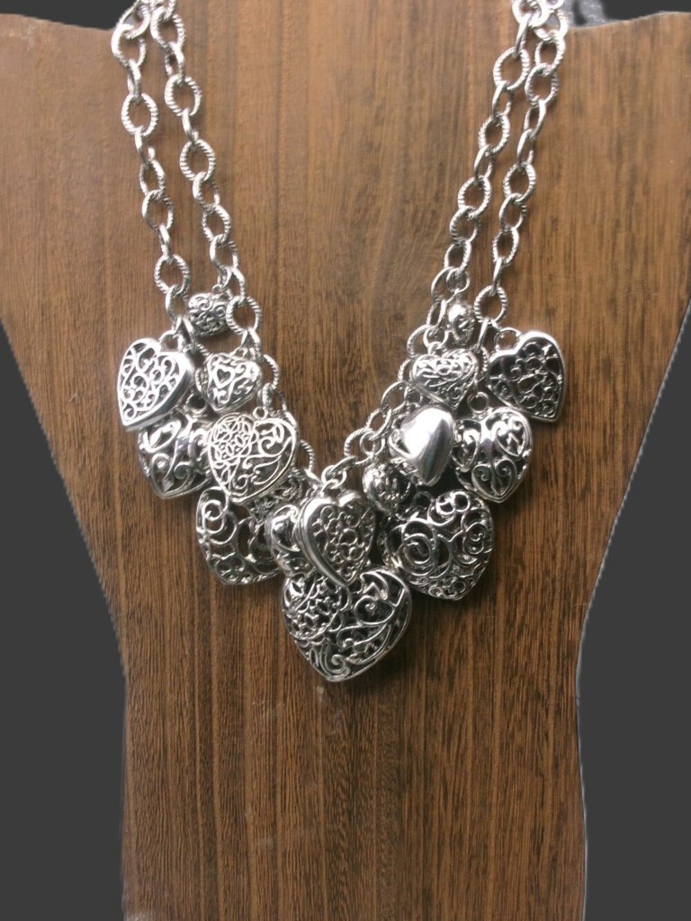 Zi Collection Cherish Necklace, Paparazzi Layered Filgree Hearts, Statement Piec
